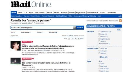 Daily Mail online Amanda Palmer search